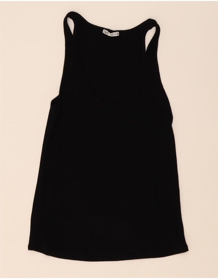 ZARA Womens Vest Top UK 12 Medium Black Vintage Zara and Second-Hand Zara from Messina Hembry 
