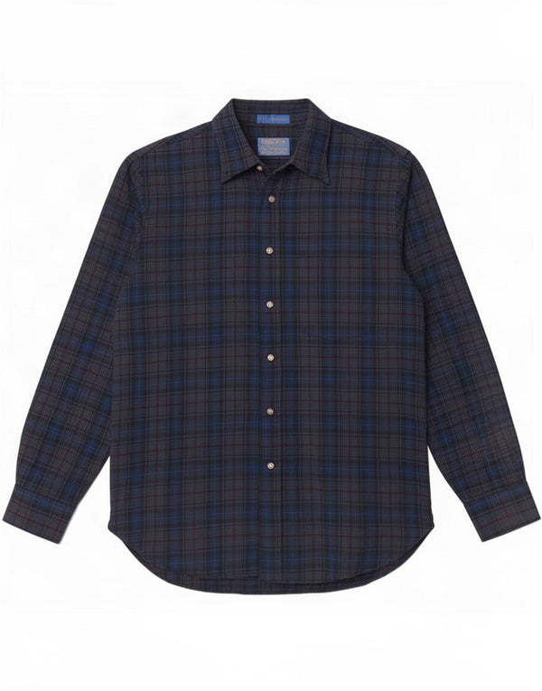 Pendleton Herre Country Wear Shirt Medium Blue Plaid Virgin Wool