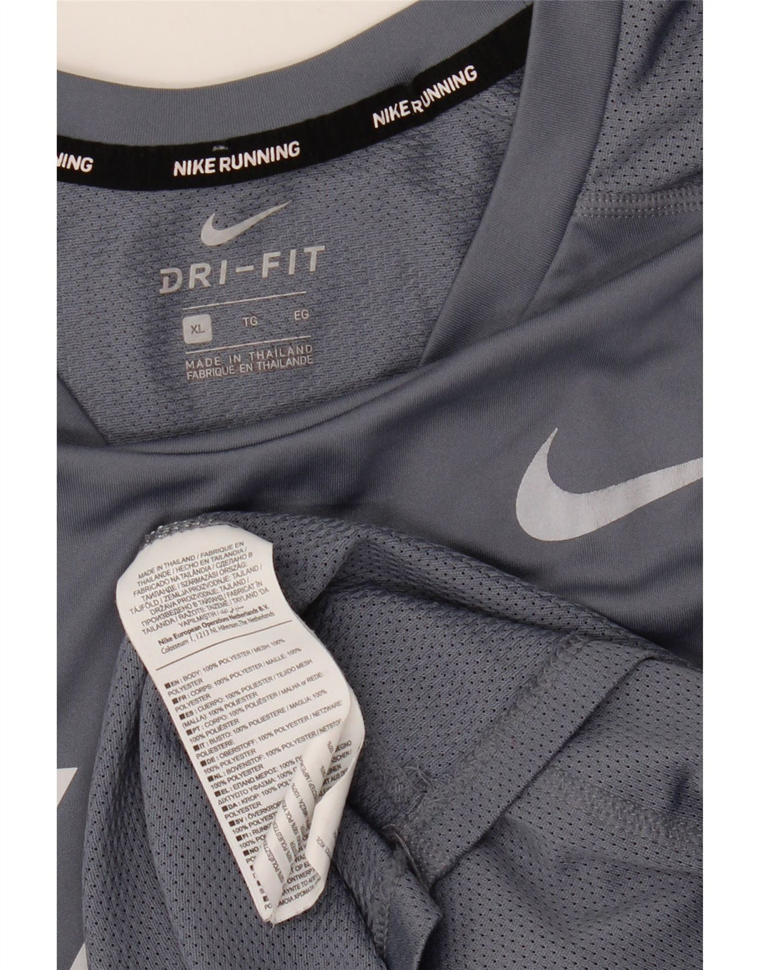 Nike herre Dri Fit grafisk T-shirt top XL grå stribet polyester