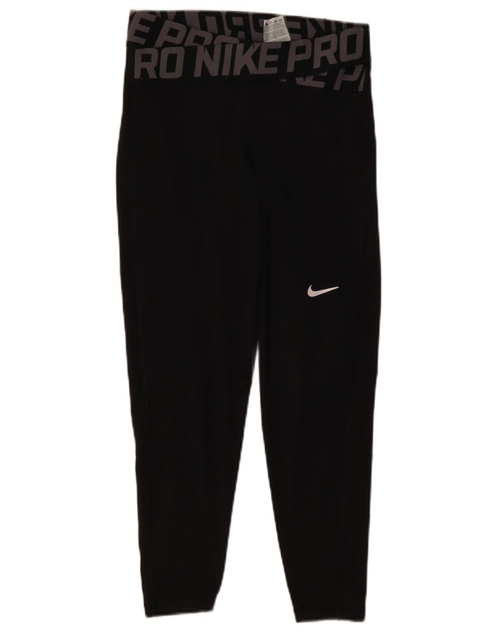 NIKE Dri Fit grafiske leggings til kvinder UK 10 Lille sort polyester