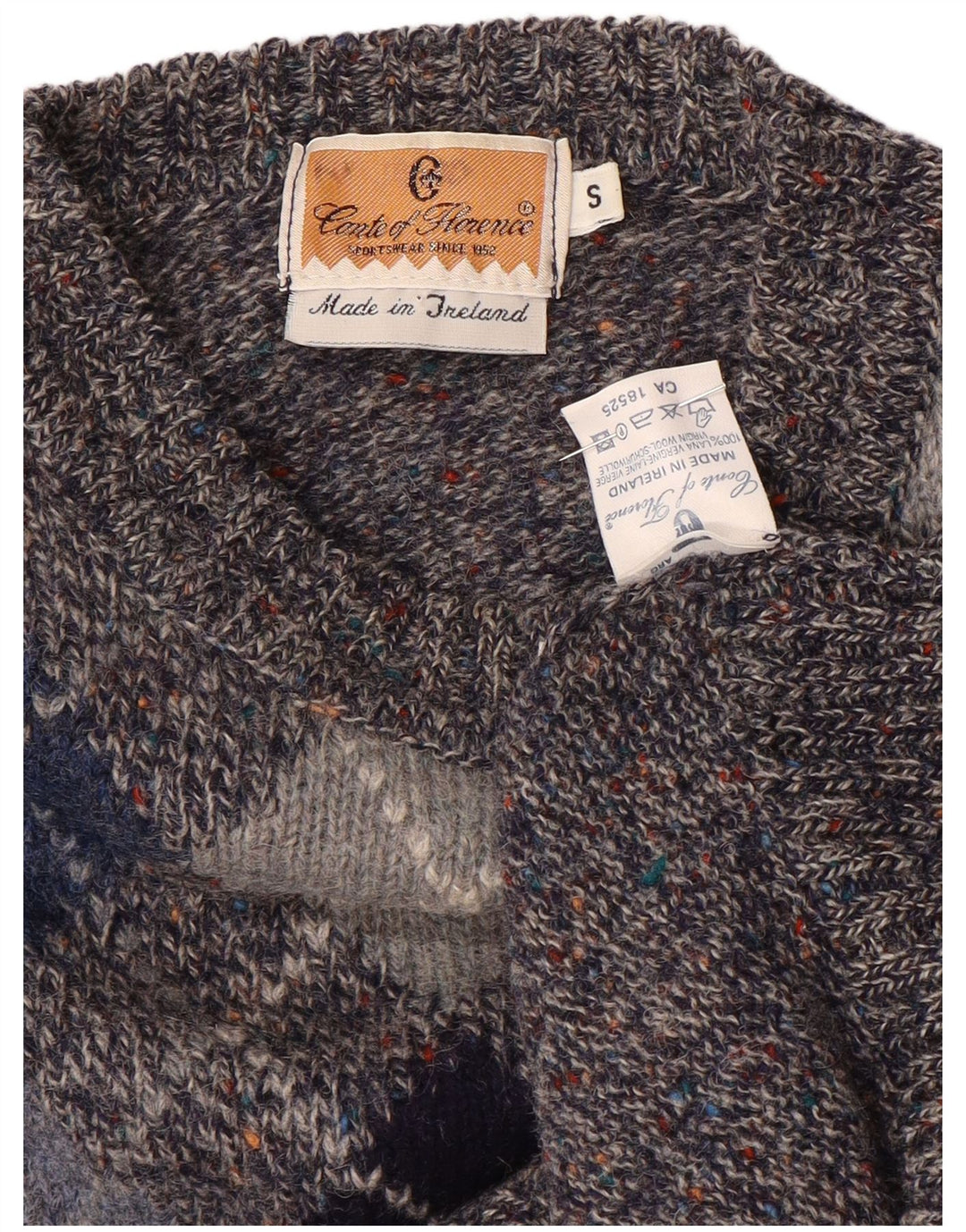 CONTE OF FLORENCE Herre sweater med rund hals, lille grå Argyle/Diamond
