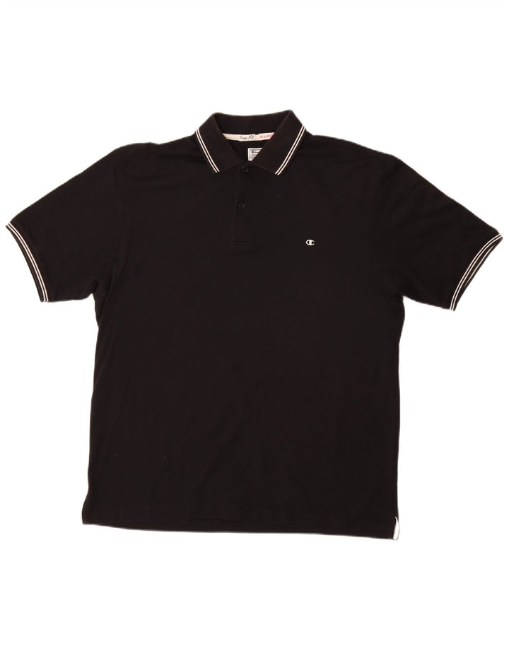 CHAMPION Herre Easy Fit Polo Shirt 2XL Sort Bomuld