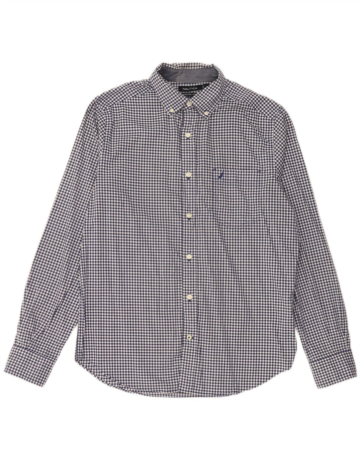 Nautica Stretch Classic Fit skjorte til mænd, lille marineblå Gingham bomuld