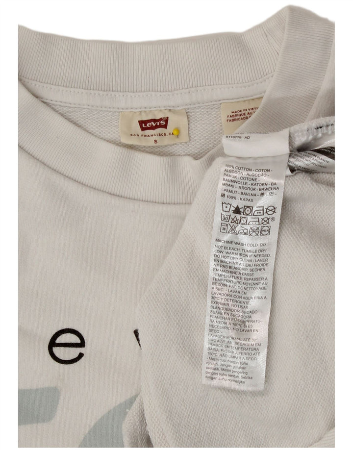 Levi's Womens Crop Graphic Oversized Sweatshirt Jumper UK 10 Small White