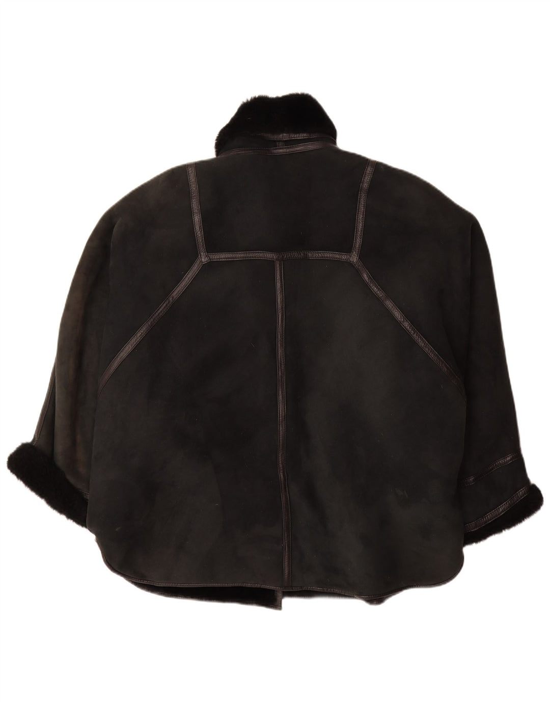 VINTAGE Dame Oversized Shearling Coat IT 44 Medium Black Shearling