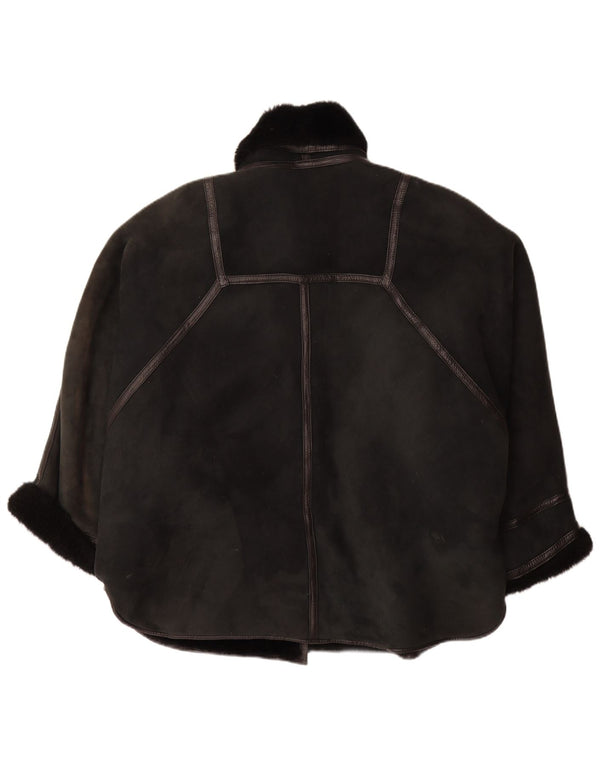 VINTAGE Dame Oversized Shearling Coat IT 44 Medium Black Shearling