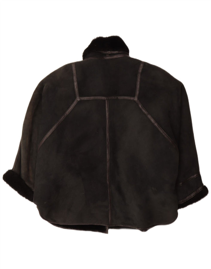 VINTAGE Dame Oversized Shearling Coat IT 44 Medium Black Shearling