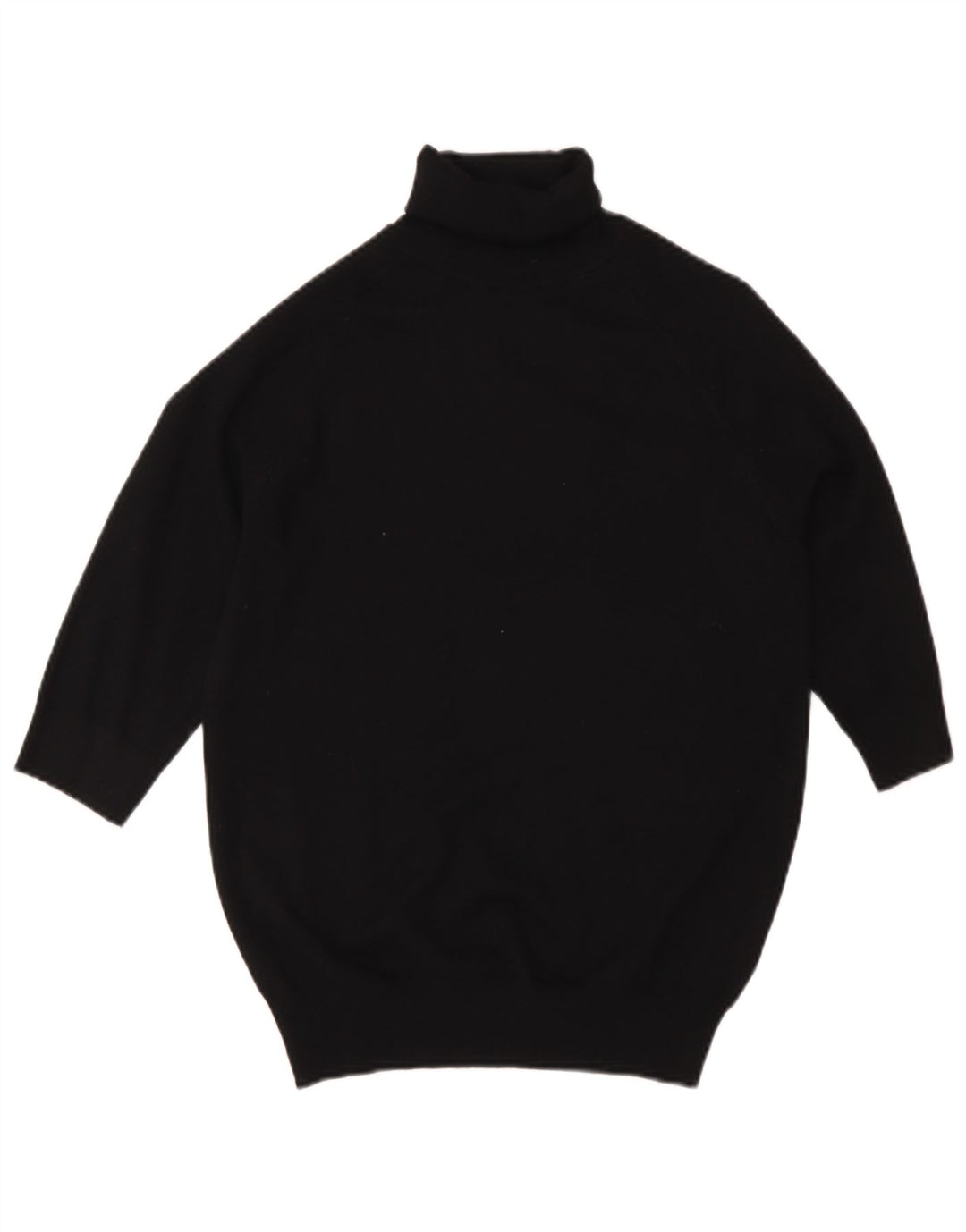 Zara Dame Kortærmet Rullehals Jumper Sweater UK 12 Medium Sort