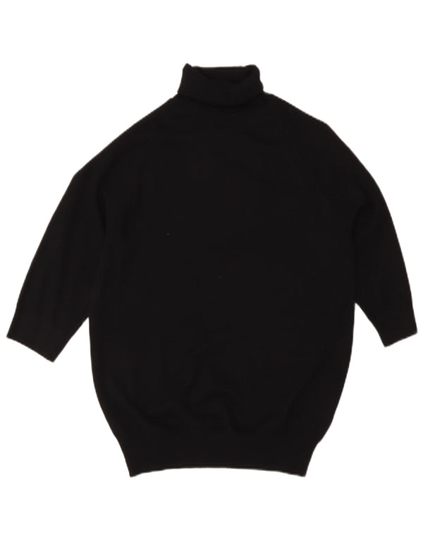 Zara Dame Kortærmet Rullehals Jumper Sweater UK 12 Medium Sort