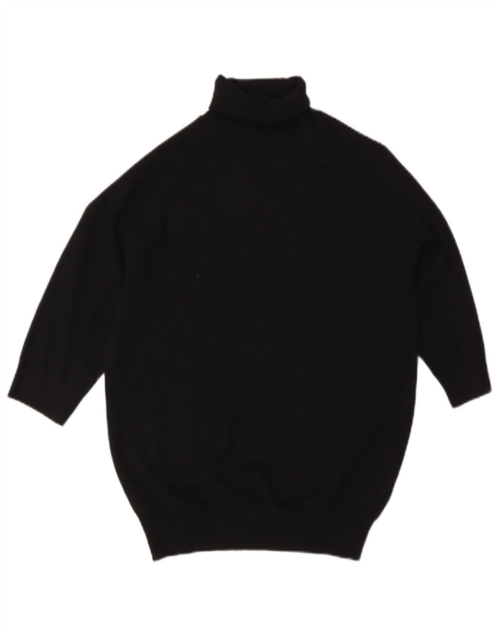 Zara Dame Kortærmet Rullehals Jumper Sweater UK 12 Medium Sort
