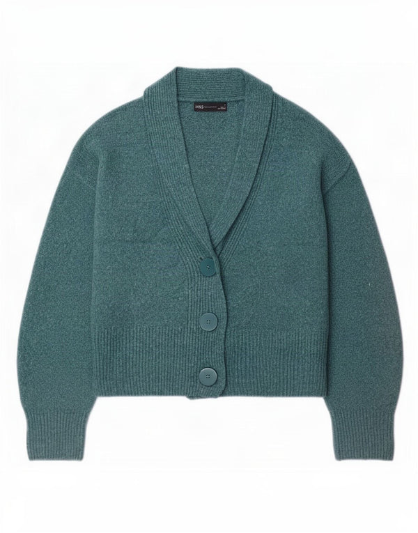 Marks & Spencer Dame Cardigan Sweater UK 14 Medium Blue Bomuld