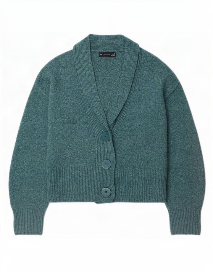 Marks & Spencer Dame Cardigan Sweater UK 14 Medium Blue Bomuld