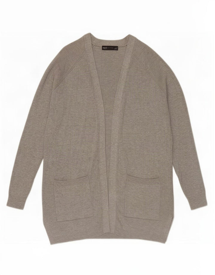 Marks & Spencer Dame Oversized Cardigan Sweater UK 10 Small Grey Viscose