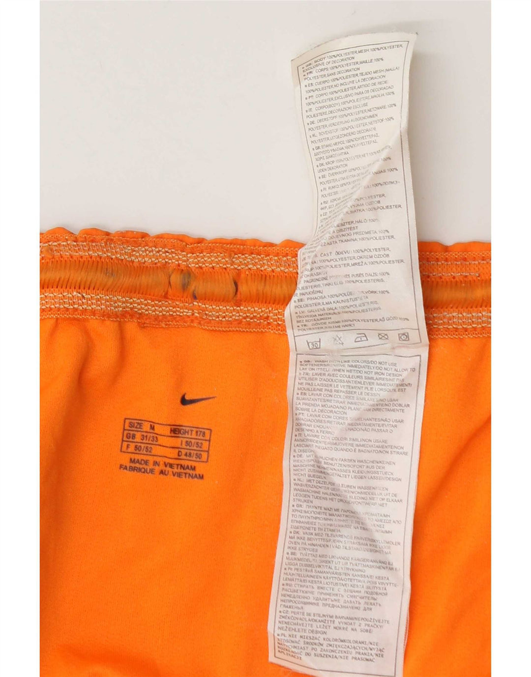 Nike Herre Barcelona Graphic Sports Shorts UK 31/33 Medium Orange Polyester
