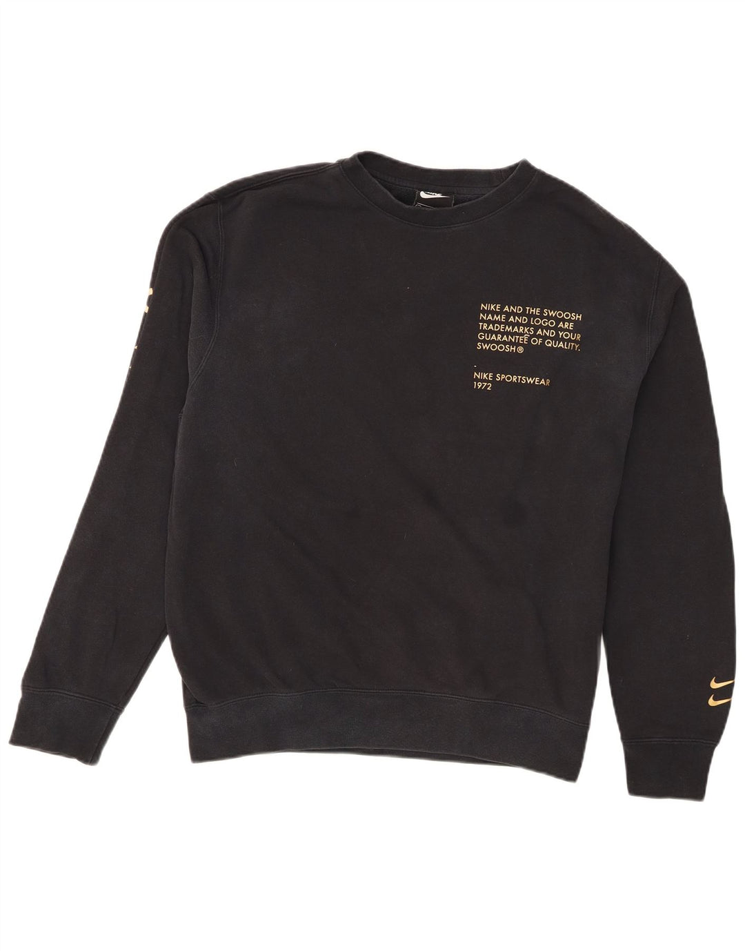 Nike Herre Swoosh Grafisk Sweatshirt Jumper Medium Sort Bomuld