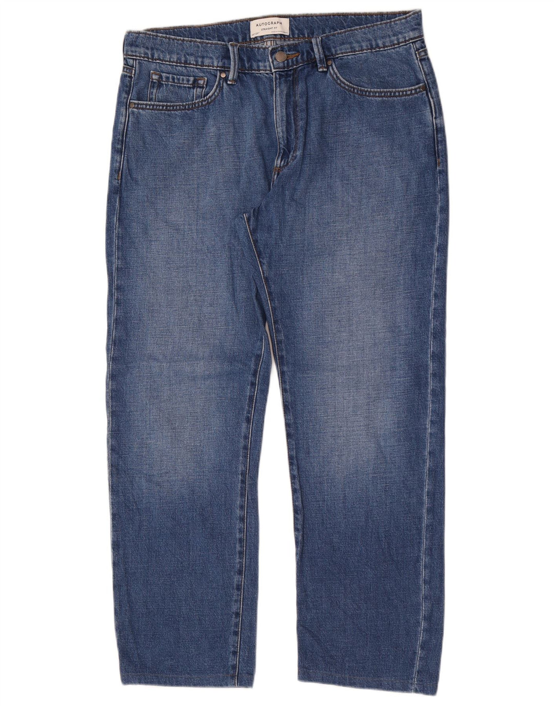 Marks & Spencer Herre Autograph Straight Jeans W34 L29 Blå Bomuld