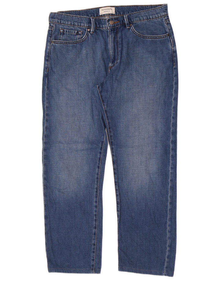 Marks & Spencer Herre Autograph Straight Jeans W34 L29 Blå Bomuld