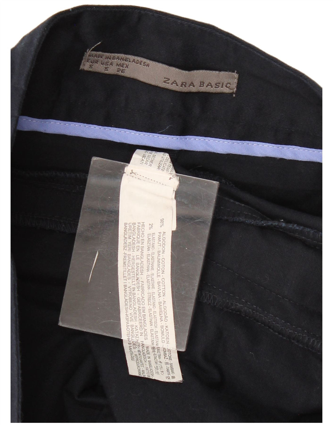 Zara lige nederdel til kvinder Lille W26 marineblå bomuld