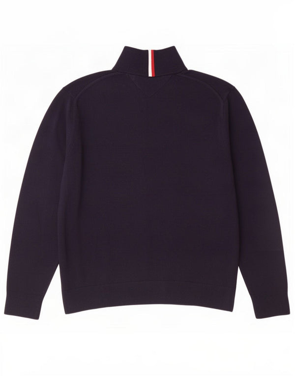 Tommy Hilfiger Mens Zip Neck Jumper Sweater XL Navy Blue Cotton