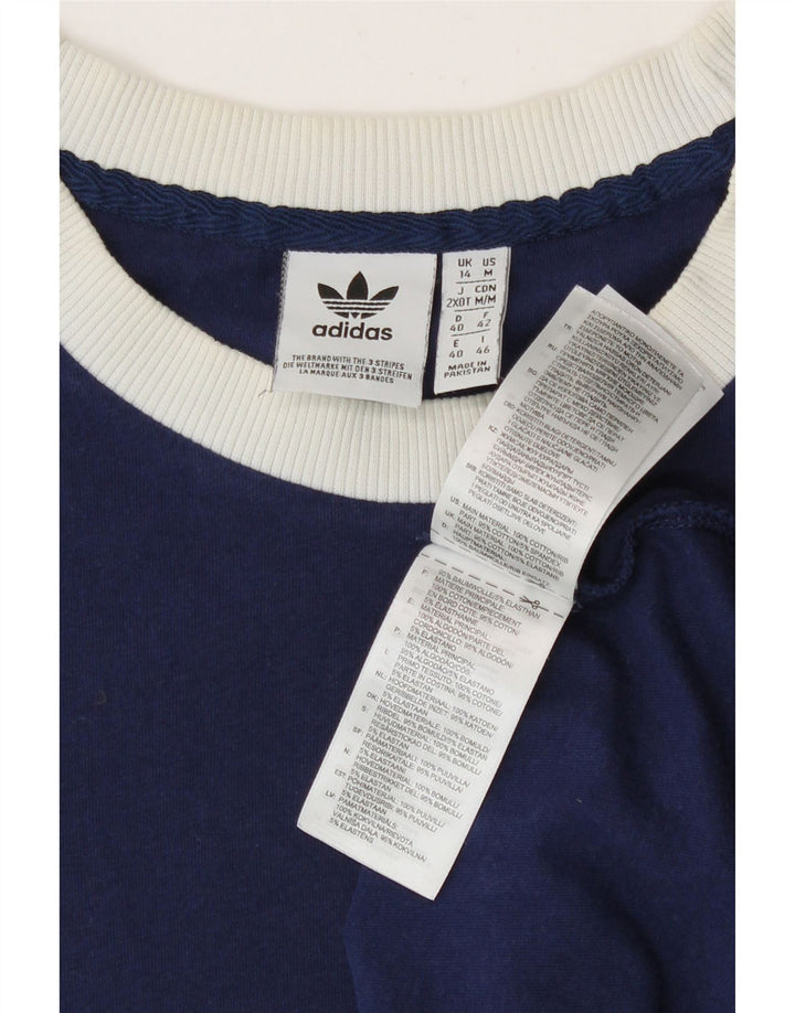 Adidas Dame T-Shirt Top UK 14 Medium Navy Blue