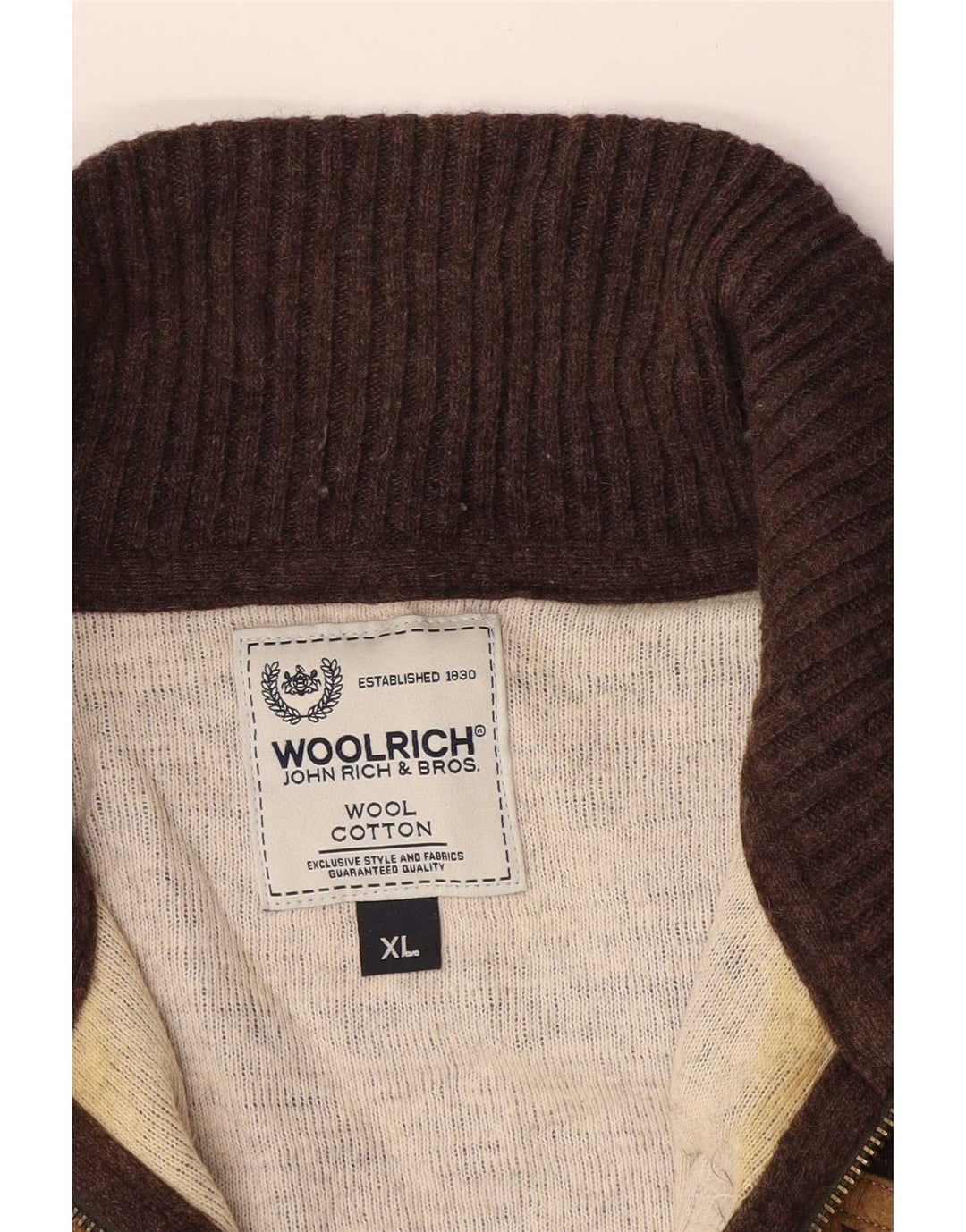 Woolrich Herre grafisk cardigan sweater XL Brun uld