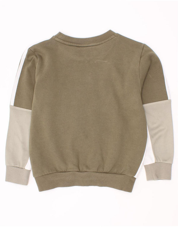 Adidas Boys Sweatshirt Jumper 5-6 år Khaki Colourblock Bomuld
