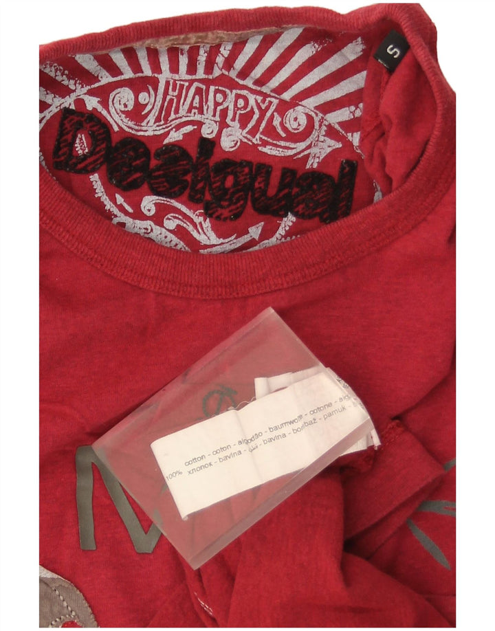 Desigual Herre grafisk T-shirt Top Lille rød bomuld