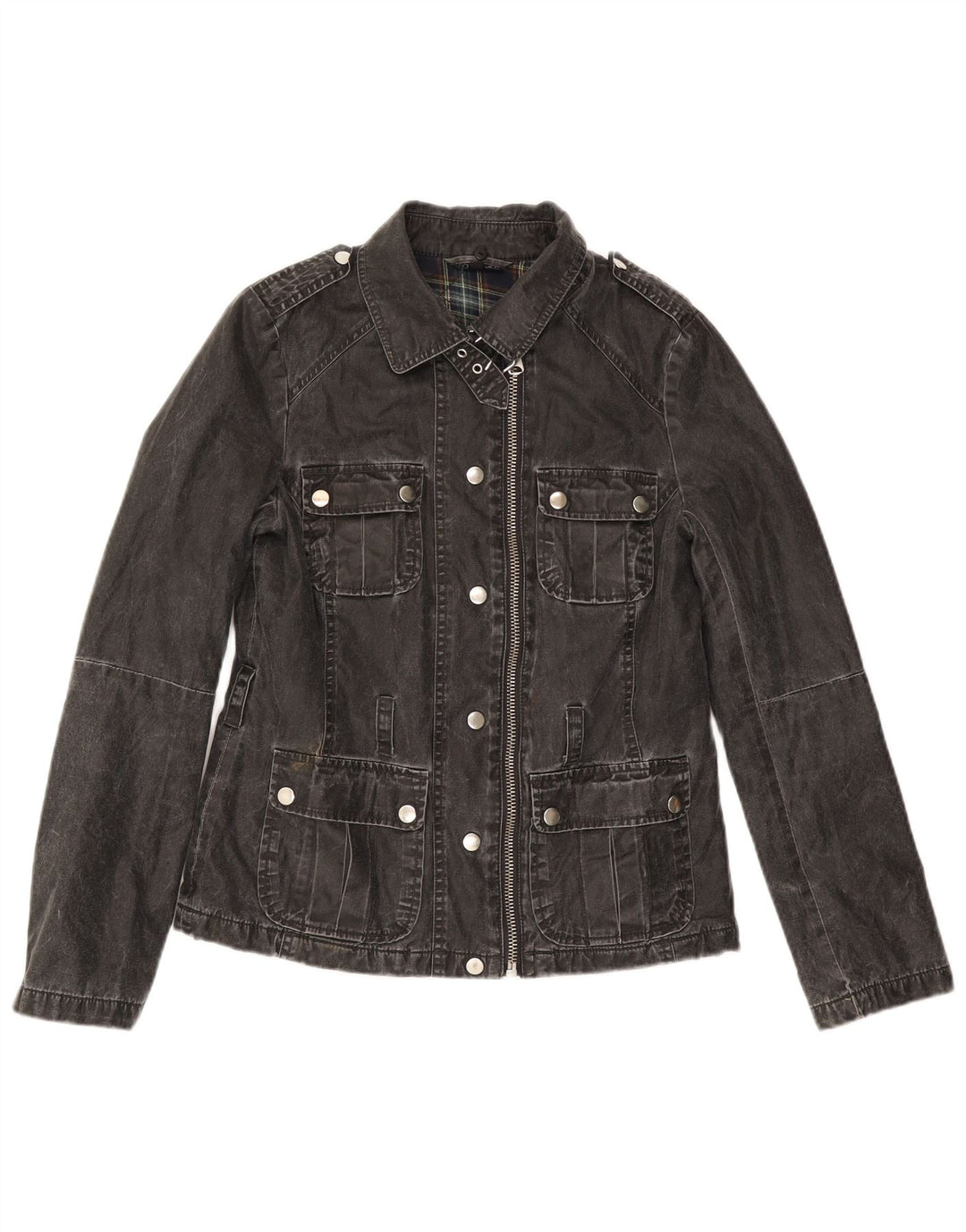 Topshop Dame Denim Jacket UK 8 Small Black Polyacrylic