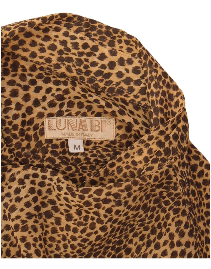 VINTAGE Militærskjorte til kvinder UK 14 Medium Brown Animal Print