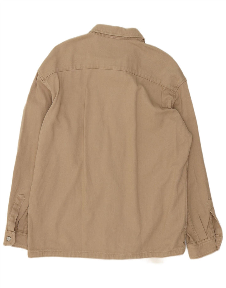 Zara Herre Relaxed Fit skjorte Medium Beige Colourblock Bomuld