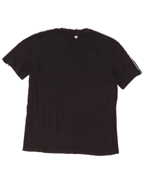 Champion Kvinders Kortærmet Grafisk T-Shirt Top UK 14 Medium Sort