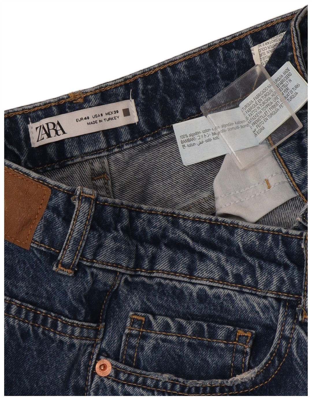 Zara Dame Straight Jeans EU 40 Medium W30 L33 Blå Bomuld