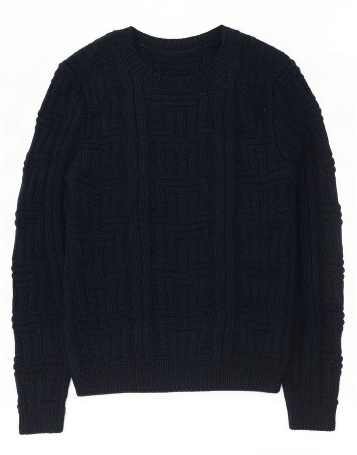 Vintage sweater med rund hals til mænd mellem marineblå