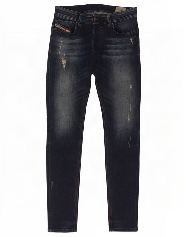 Diesel Womens Sleenker Distressed Skinny Jeans W30 L32 Navy Blue Cotton