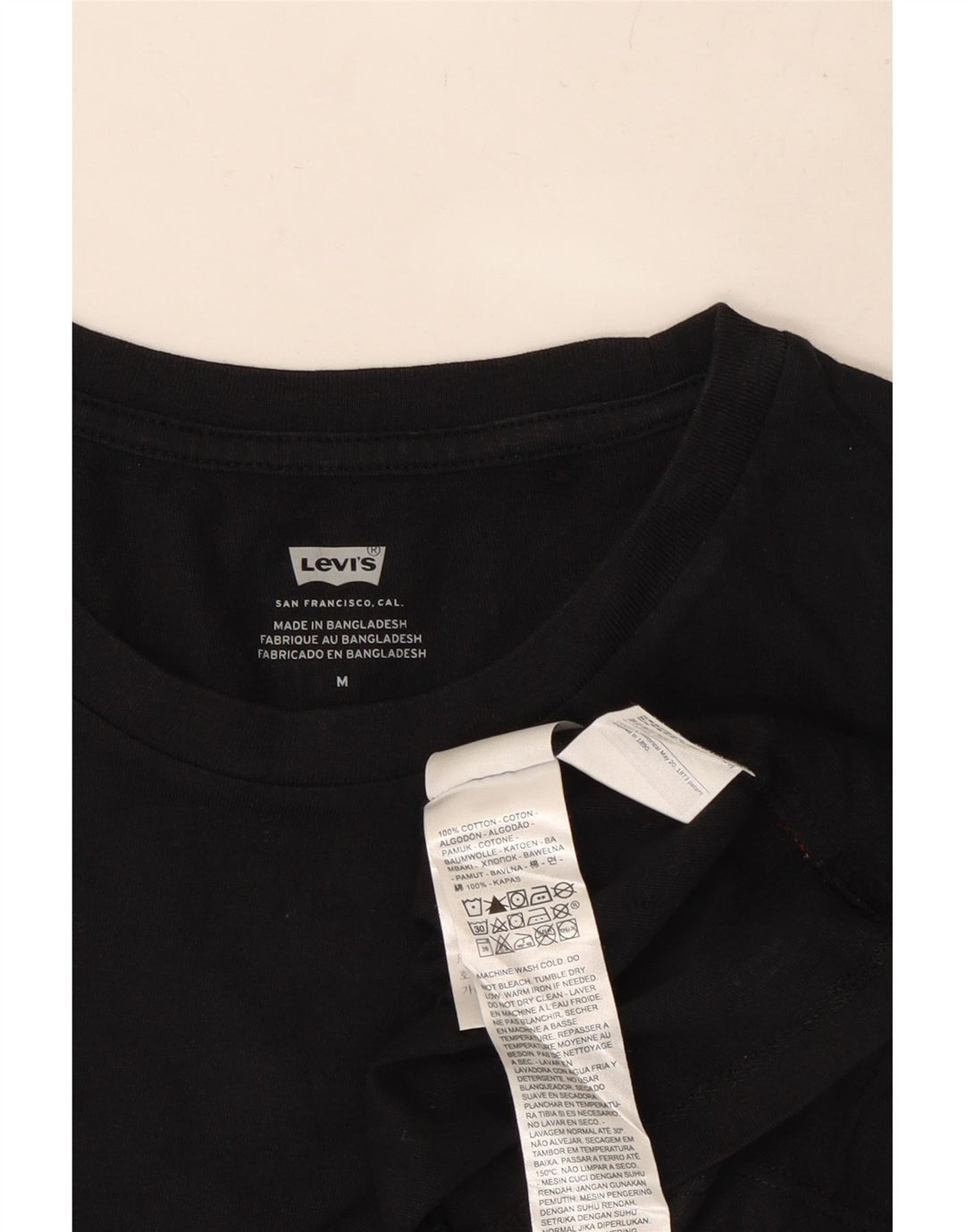 LEVI'S Dame Crop Grafisk T-Shirt Top UK 14 Medium Sort Bomuld