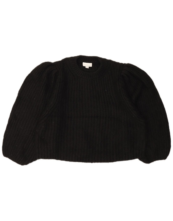 Topshop Womens Crop Oversized Crew Neck sweater UK 14 Medium Black