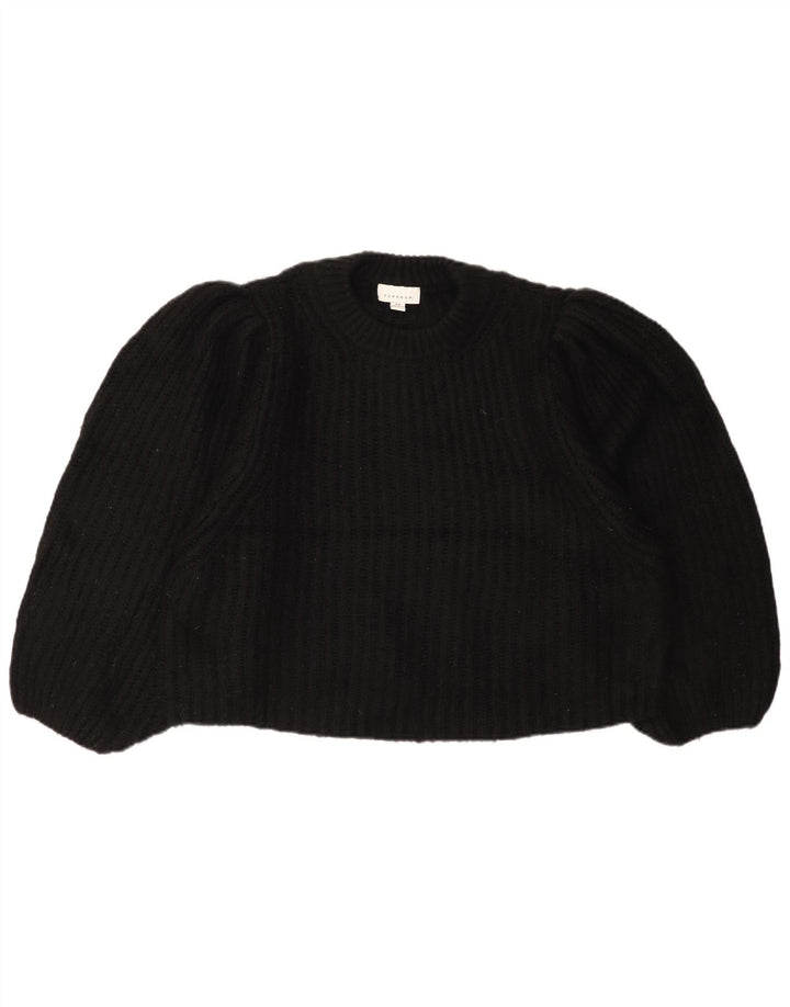 Topshop Womens Crop Oversized Crew Neck sweater UK 14 Medium Black