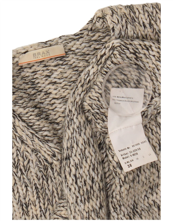 Brax Dame V-hals sweater EU 38 Medium Grey Flecked Wool