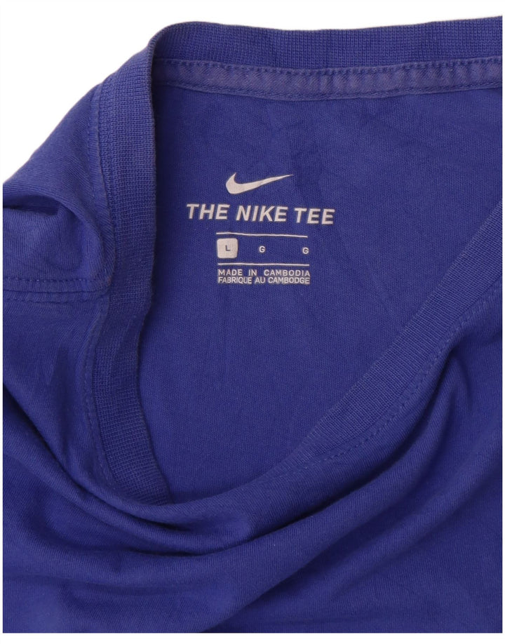 Nike Dame T-Shirt Top UK 16 Stor Blå Bomuld