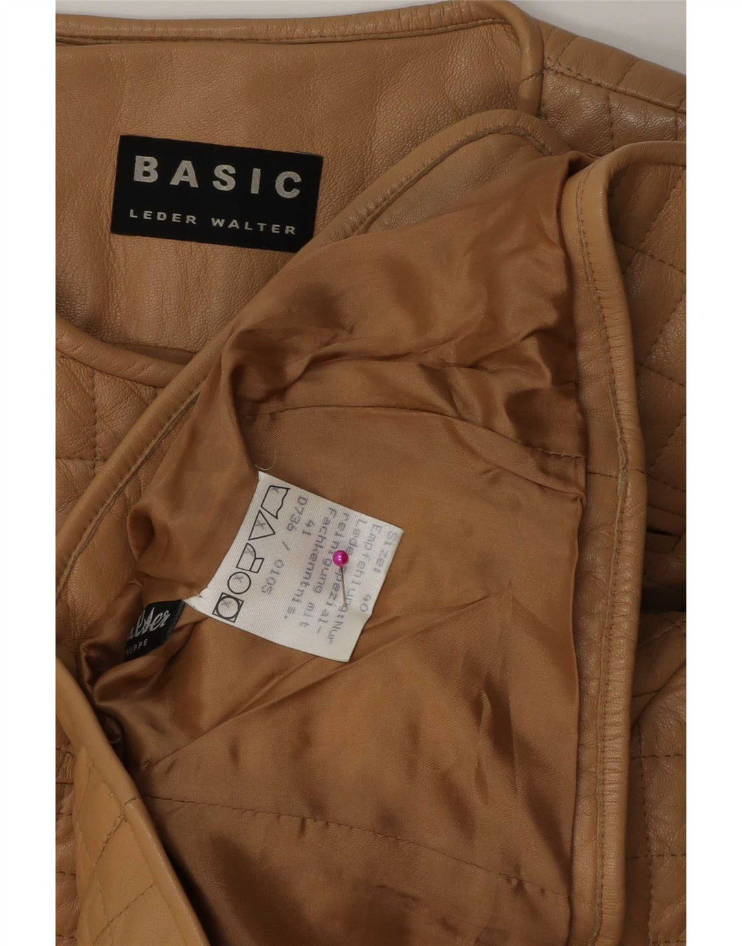 Basic kviltet læderjakke til kvinder IT 40 Lille beige læder