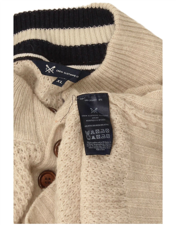Besætningstøj Herre Button Neck Jumper Sweater XL Beige Uld