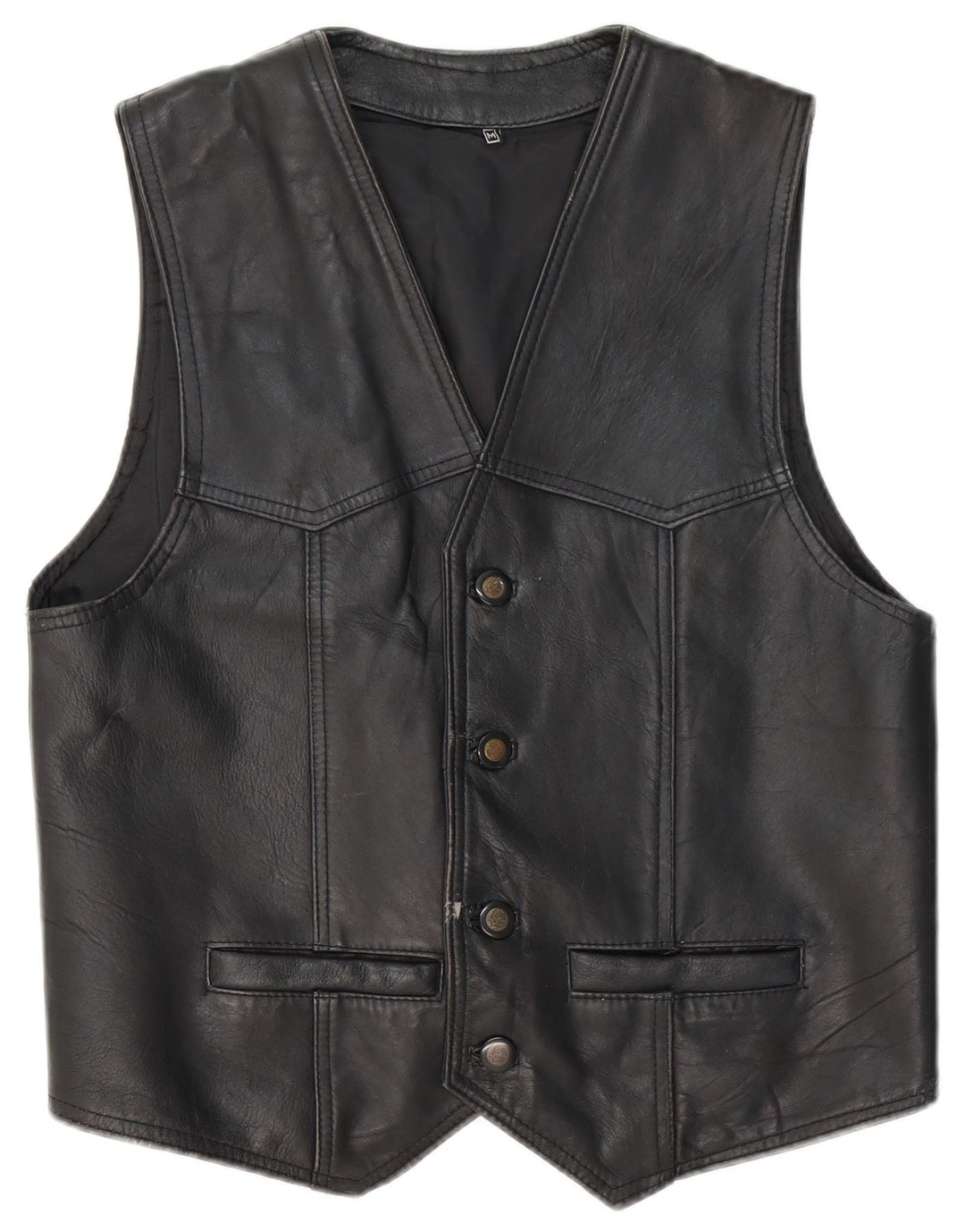 Vintage herre lædervest medium sort