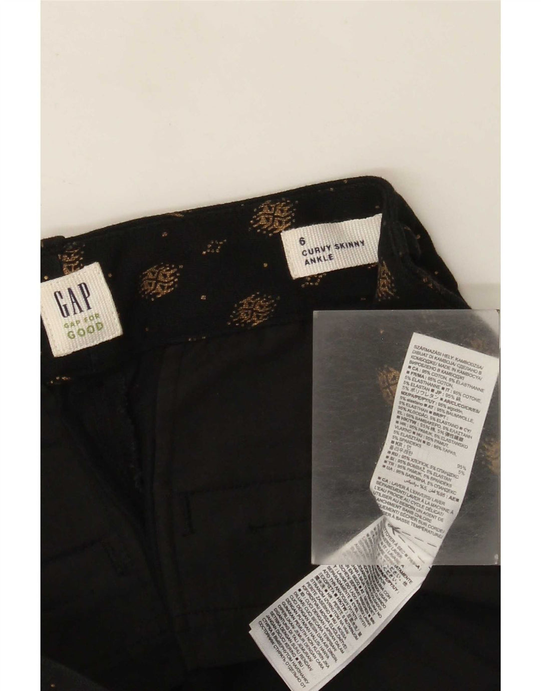 Gap Womens Curvy Abstrakt mønster Casual Bukser US 6 Medium W26 L27 Sort