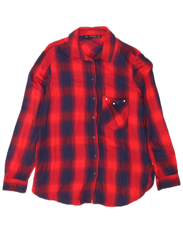 Zara Dame Flanelskjorte UK 12 Medium Rød Ternet
