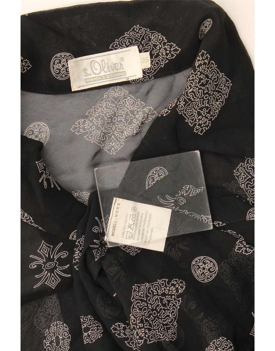 S.Oliver Womens Longline skjortebluse EU 36 Small Black Floral Polyester
