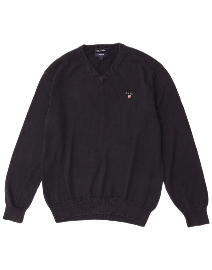 Gant Herre Regular Fit V-hals sweater Stor marineblå bomuld