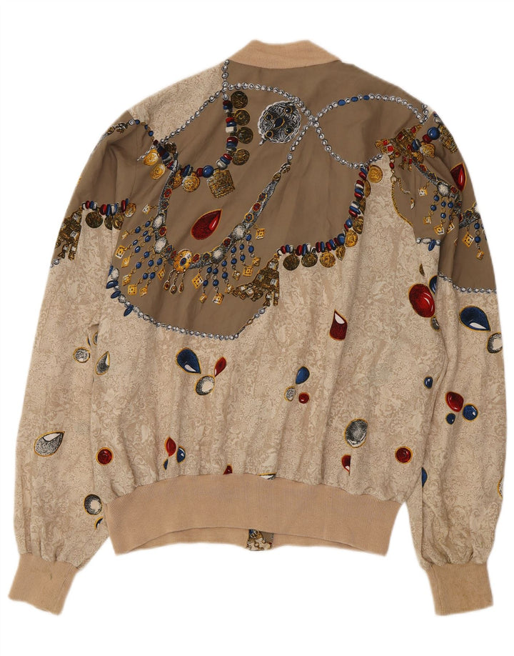 Marcello Cioni Grafisk bomberjakke til kvinder IT 50 XL Beige Colourblock