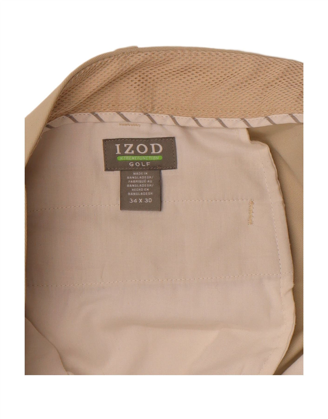 IZOD Mens Golf Straight Chino Trousers W34 L30 Beige