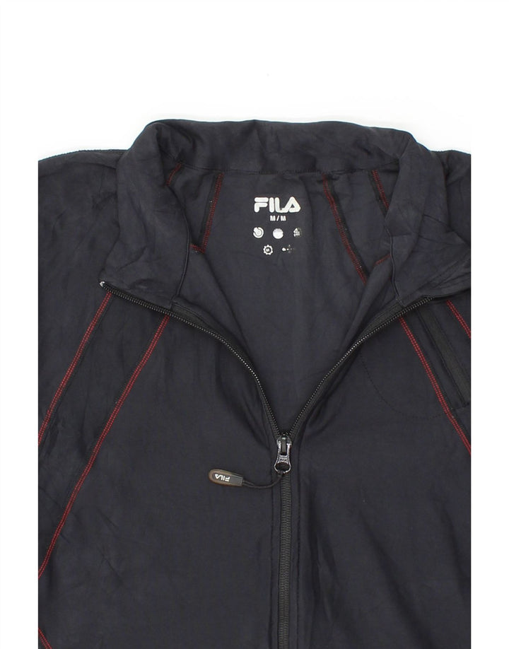 FILA Womens Tracksuit Top Jacket UK 12 Medium Black Polyester Vintage Fila and Second-Hand Fila from Messina Hembry 