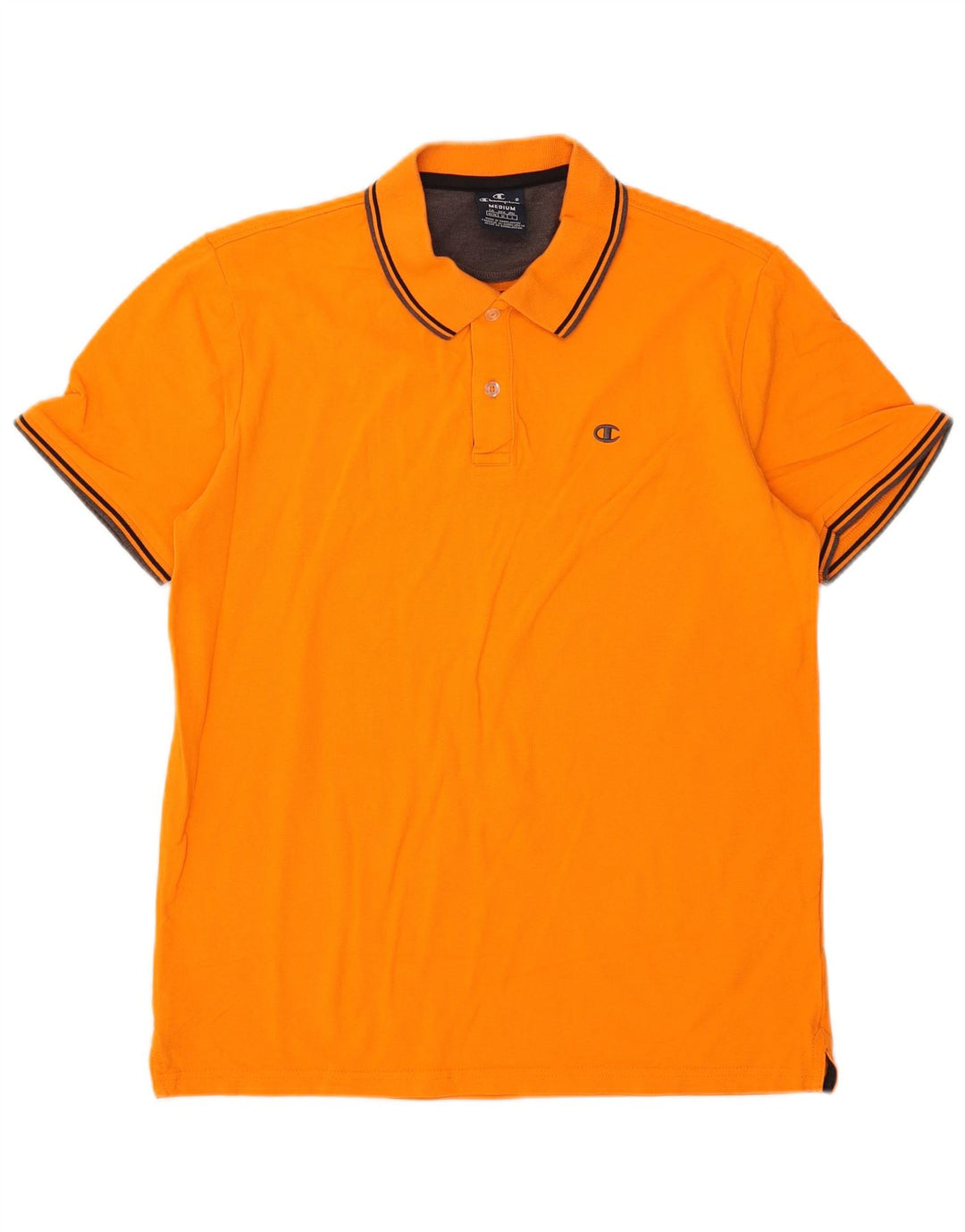 Champion herre poloshirt Medium orange stribet bomuld